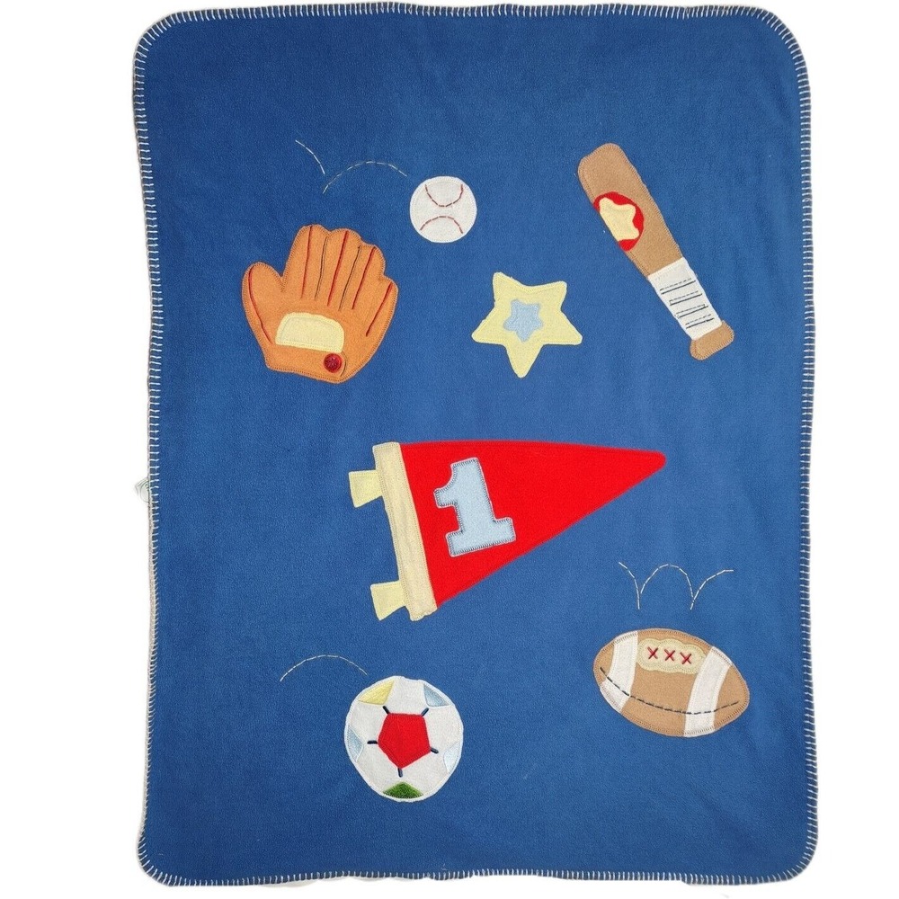 Circo htf Sports Blanket Blue Brown Tan Baseball Soccer Football Star Target